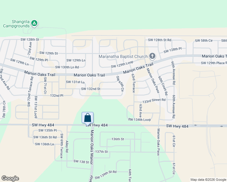 map of restaurants, bars, coffee shops, grocery stores, and more near 6550 Southwest 132nd Street in Ocala