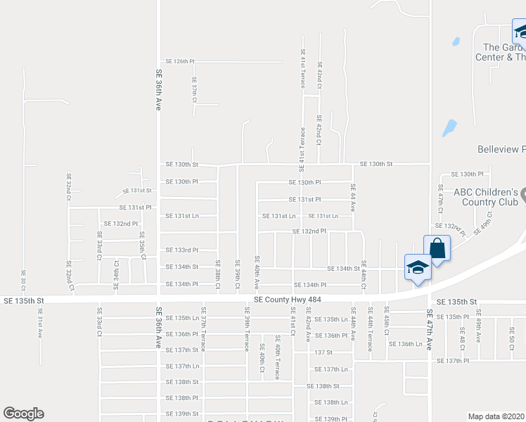 map of restaurants, bars, coffee shops, grocery stores, and more near 4010 Southeast 131st Lane in Belleview