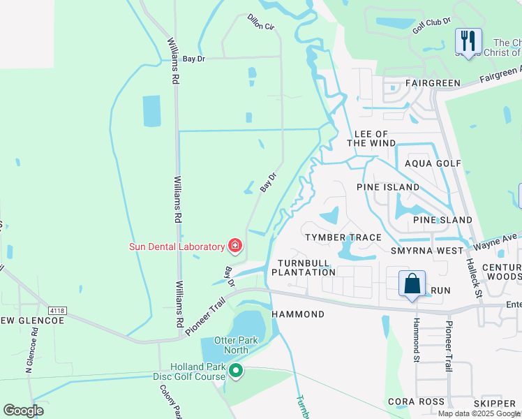 map of restaurants, bars, coffee shops, grocery stores, and more near 775 Bay Drive in New Smyrna Beach
