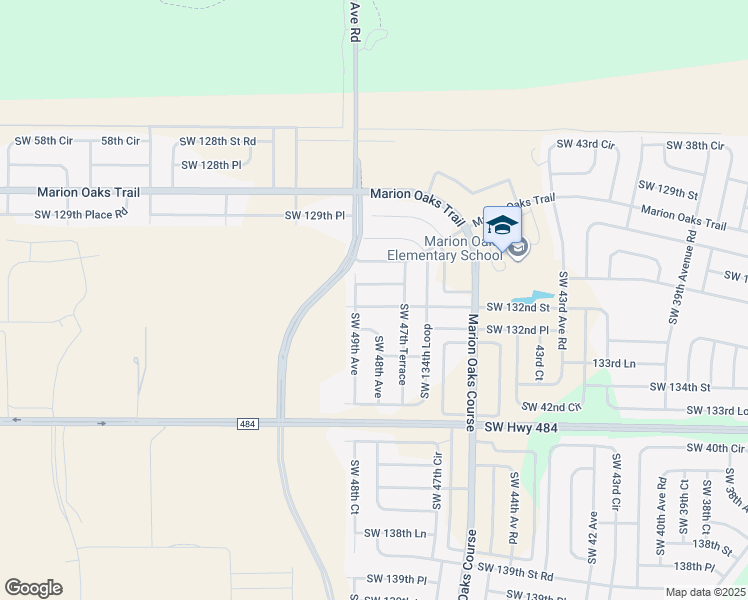 map of restaurants, bars, coffee shops, grocery stores, and more near 4827 Southwest 132nd Street in Ocala