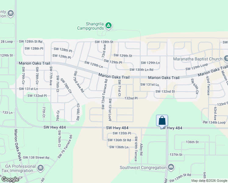map of restaurants, bars, coffee shops, grocery stores, and more near 7101 Southwest 131st Loop in Ocala