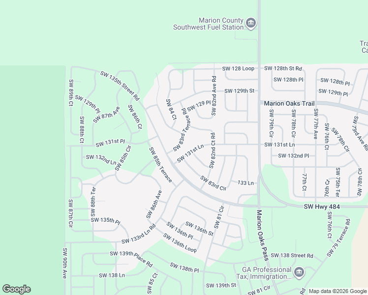 map of restaurants, bars, coffee shops, grocery stores, and more near 8371 Southwest 131st Lane in Ocala