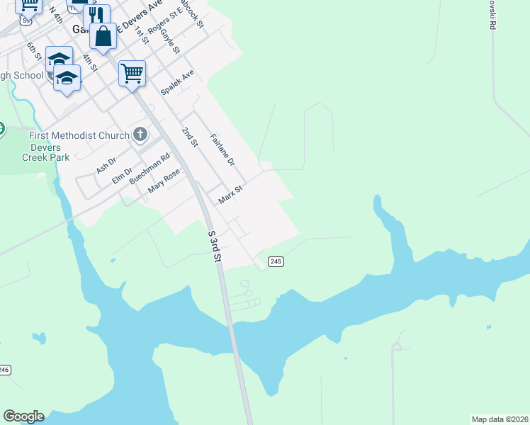 map of restaurants, bars, coffee shops, grocery stores, and more near in Ganado