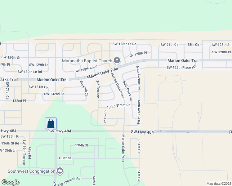 map of restaurants, bars, coffee shops, grocery stores, and more near 6274 SW 132nd Loop in Ocala