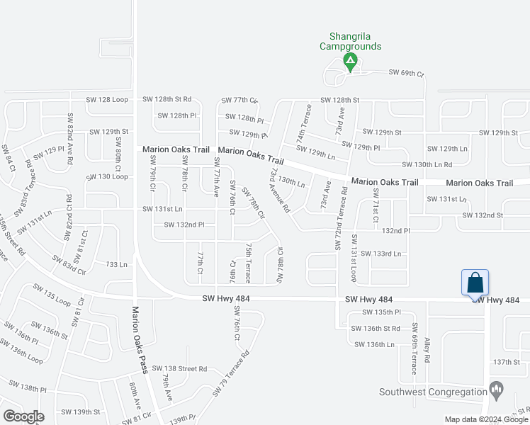 map of restaurants, bars, coffee shops, grocery stores, and more near 13322 Southwest 78th Circle in Ocala