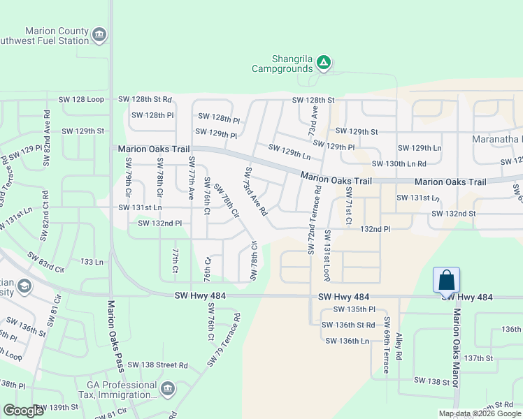 map of restaurants, bars, coffee shops, grocery stores, and more near 73rd Avenue Road in Ocala