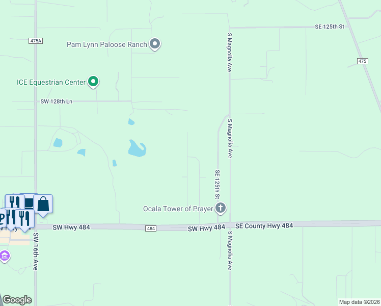 map of restaurants, bars, coffee shops, grocery stores, and more near 13135 Southwest 3rd Court in Ocala
