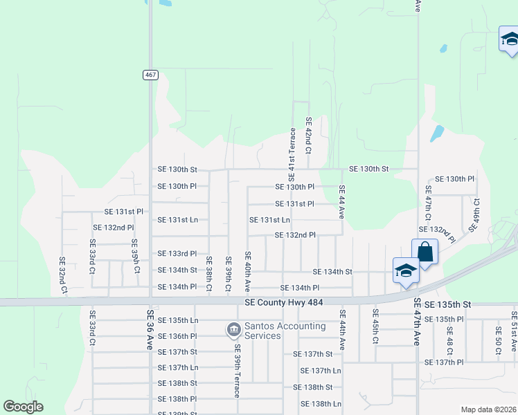 map of restaurants, bars, coffee shops, grocery stores, and more near 4010 Southeast 131st Lane in Belleview