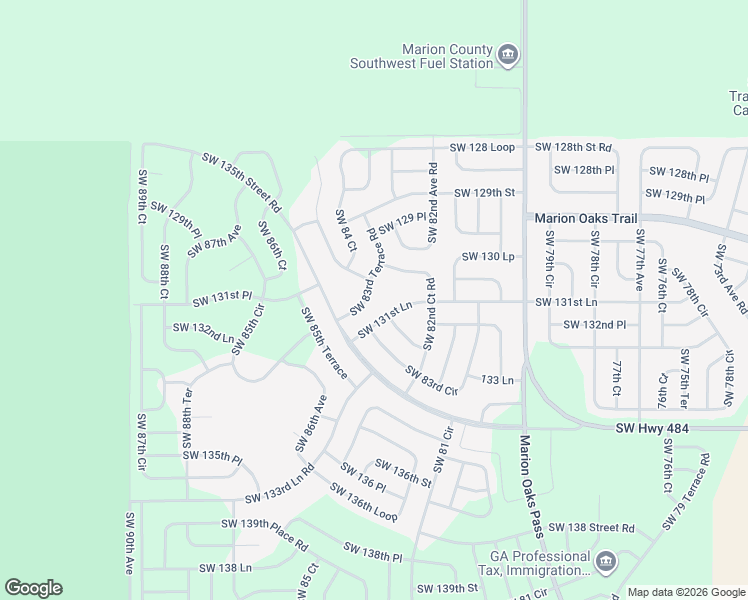 map of restaurants, bars, coffee shops, grocery stores, and more near 8371 Southwest 131st Lane in Ocala