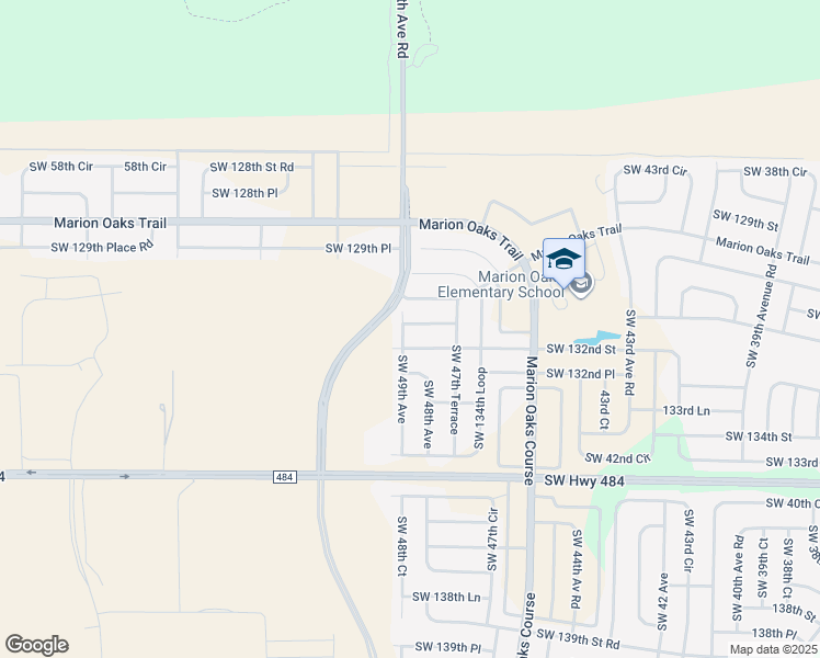 map of restaurants, bars, coffee shops, grocery stores, and more near 4827 Southwest 132nd Street in Ocala