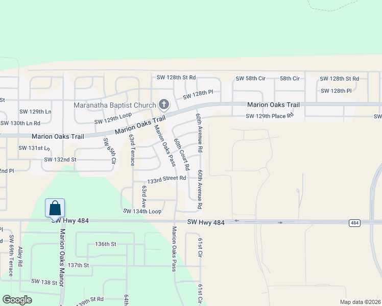 map of restaurants, bars, coffee shops, grocery stores, and more near 6069 Southwest 131st Lane in Ocala