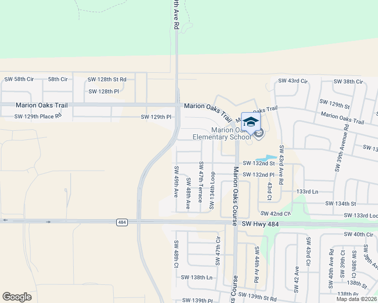 map of restaurants, bars, coffee shops, grocery stores, and more near 4827 Southwest 132nd Street in Ocala