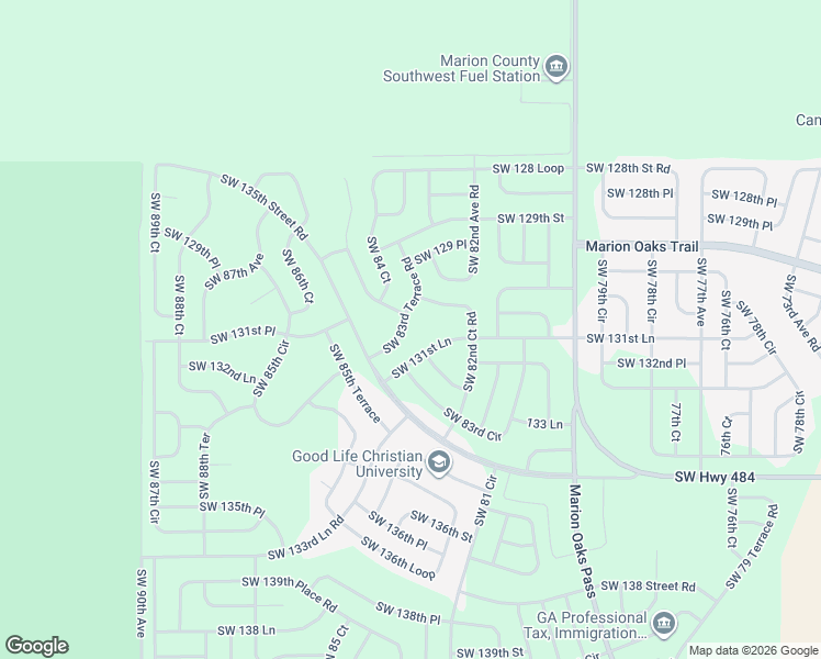 map of restaurants, bars, coffee shops, grocery stores, and more near 8371 Southwest 131st Lane in Ocala