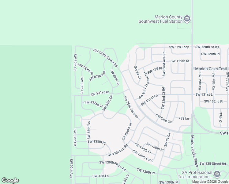 map of restaurants, bars, coffee shops, grocery stores, and more near 13102 Southwest 85th Circle in Ocala