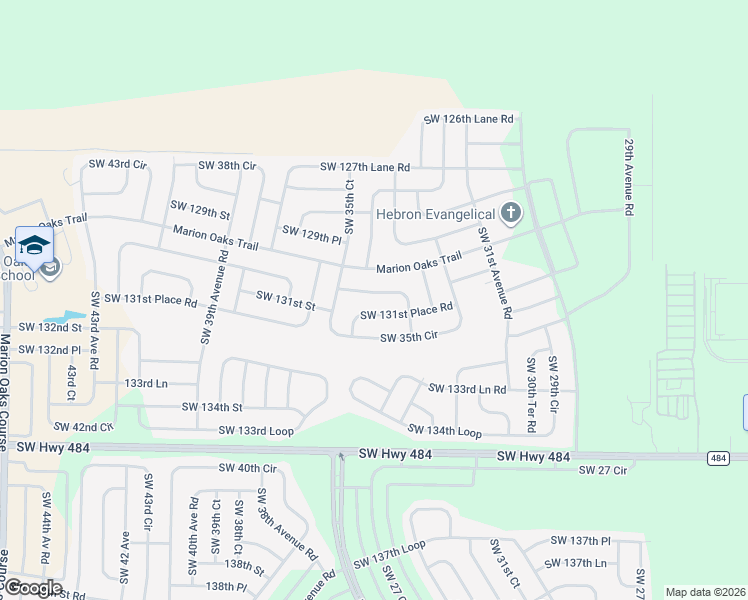 map of restaurants, bars, coffee shops, grocery stores, and more near 3535 Southwest 131st Place Road in Ocala