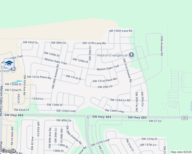 map of restaurants, bars, coffee shops, grocery stores, and more near 3535 Southwest 131st Place Road in Ocala