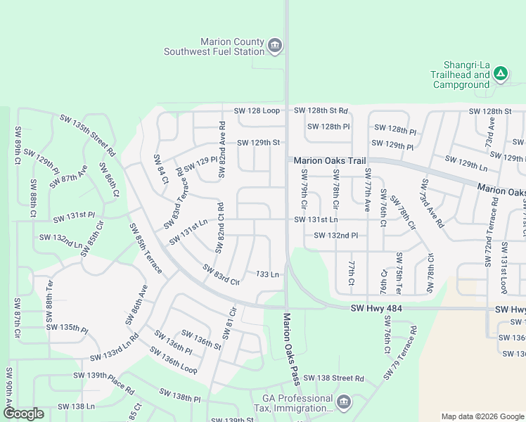 map of restaurants, bars, coffee shops, grocery stores, and more near 8138 Southwest 131st Lane in Ocala