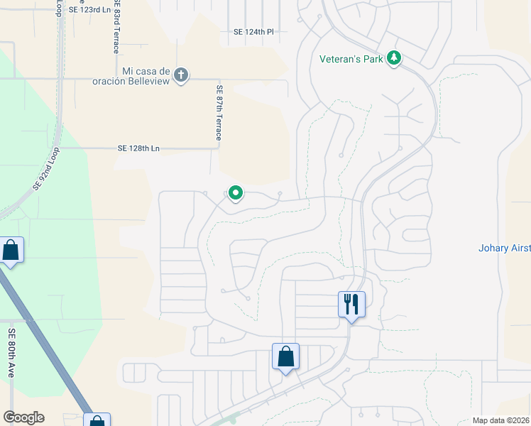 map of restaurants, bars, coffee shops, grocery stores, and more near 13080 Southeast 89th Circle in Summerfield