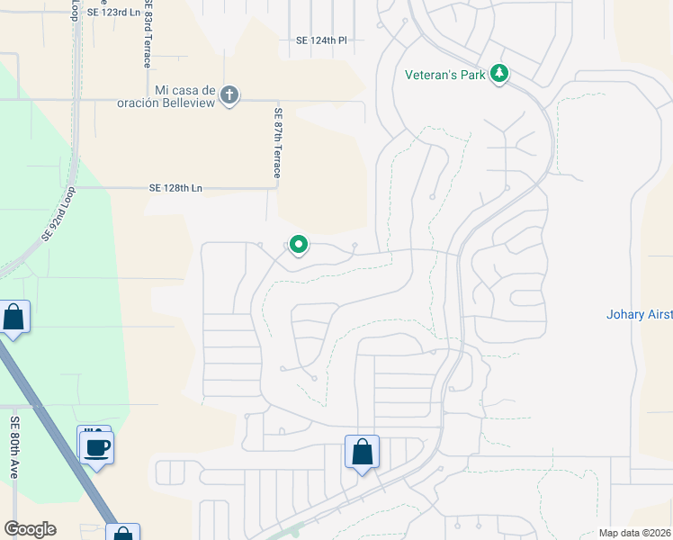 map of restaurants, bars, coffee shops, grocery stores, and more near 13080 Southeast 89th Circle in Summerfield