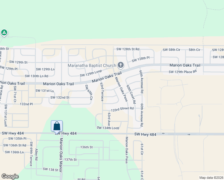 map of restaurants, bars, coffee shops, grocery stores, and more near 6299 Southwest 131st Lane in Ocala