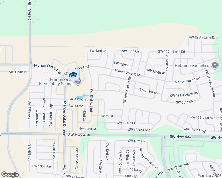 map of restaurants, bars, coffee shops, grocery stores, and more near 4077 Southwest 131st Place Road in Ocala