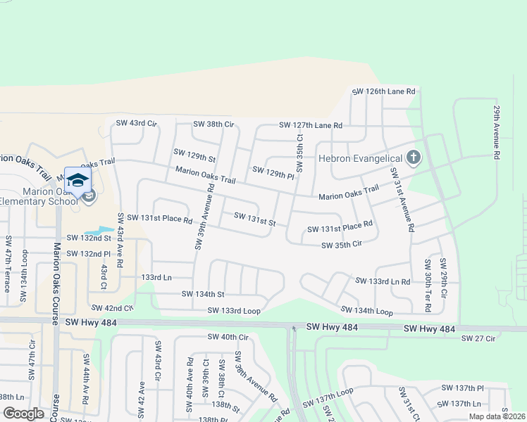 map of restaurants, bars, coffee shops, grocery stores, and more near 3777 Southwest 130th Loop in Ocala