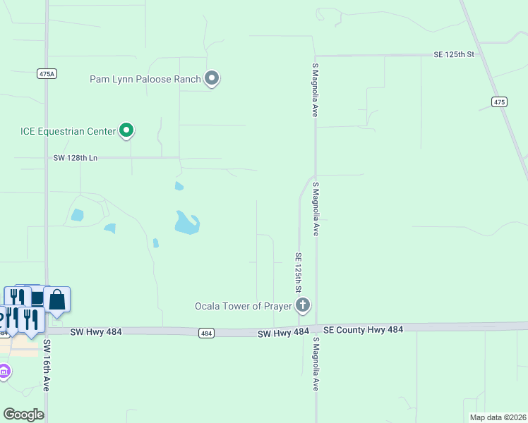 map of restaurants, bars, coffee shops, grocery stores, and more near 13027 Southwest 3rd Court in Ocala