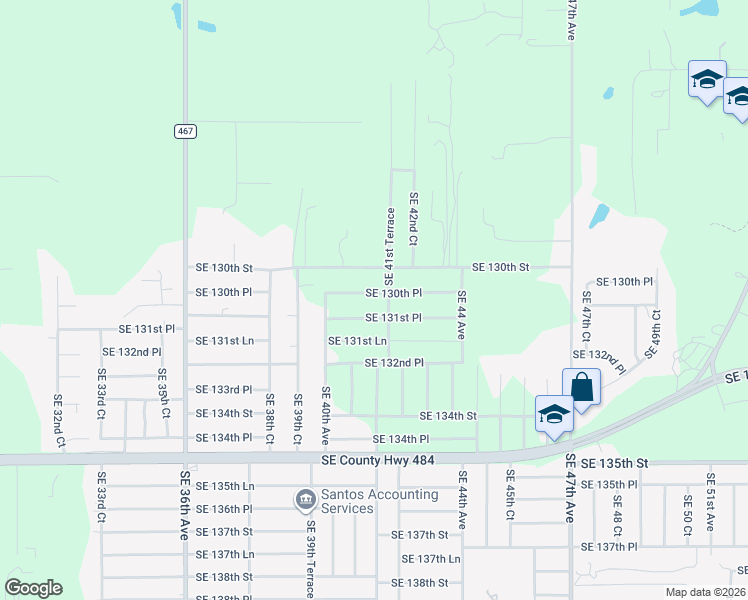 map of restaurants, bars, coffee shops, grocery stores, and more near 4149 Southeast 130th Place in Belleview
