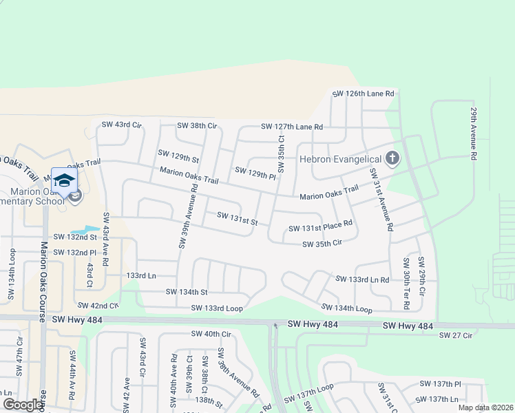 map of restaurants, bars, coffee shops, grocery stores, and more near 13012 Southwest 36th Court in Ocala