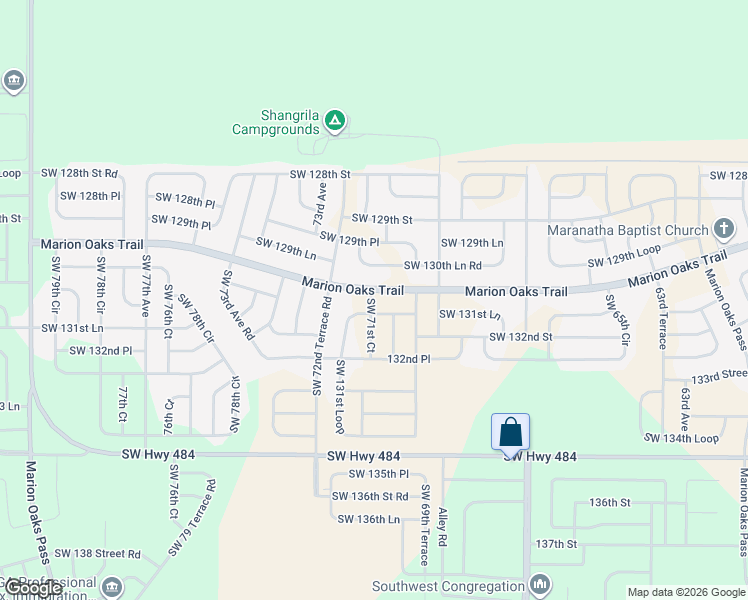 map of restaurants, bars, coffee shops, grocery stores, and more near 657 Marion Oaks Trail in Ocala