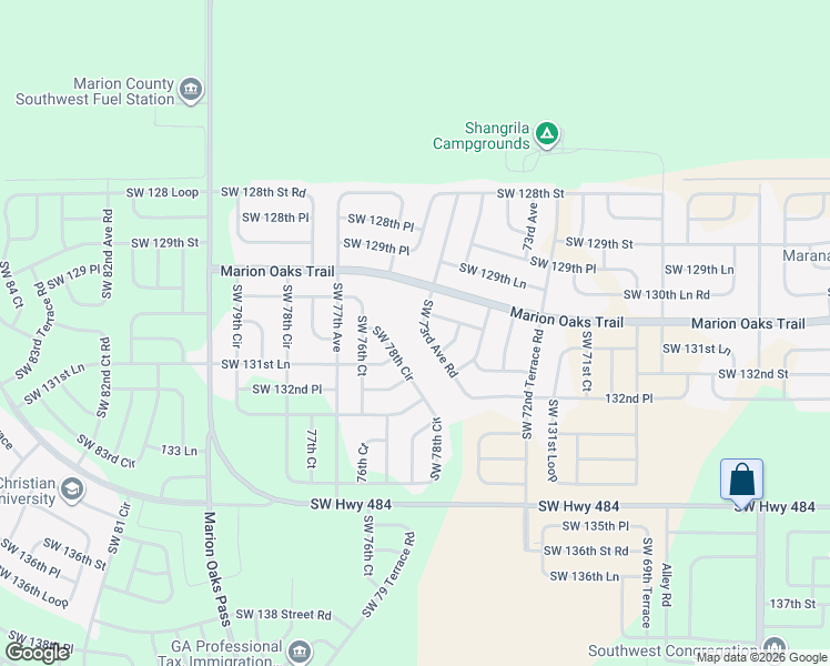 map of restaurants, bars, coffee shops, grocery stores, and more near 13090 73rd Avenue Road in Ocala