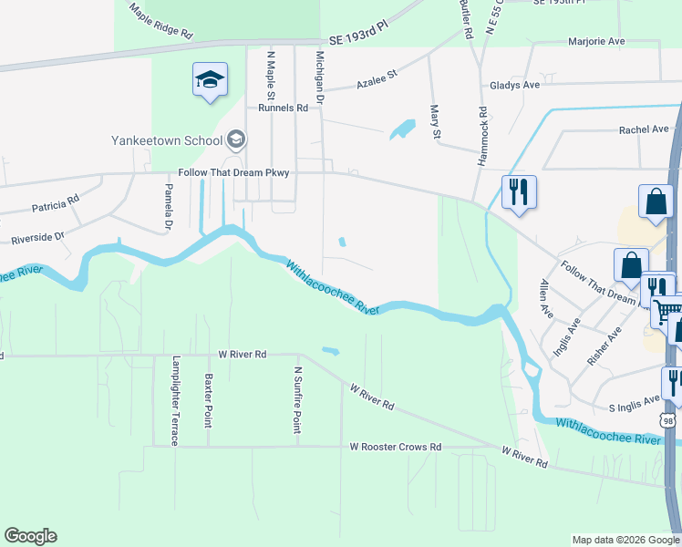 map of restaurants, bars, coffee shops, grocery stores, and more near 20 Captains Cove Road in Inglis