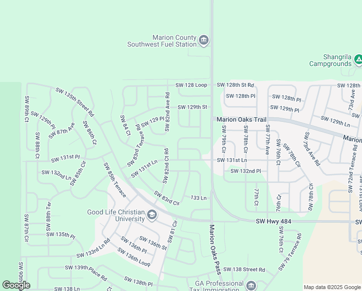 map of restaurants, bars, coffee shops, grocery stores, and more near 8046 Southwest 130 Loop in Ocala