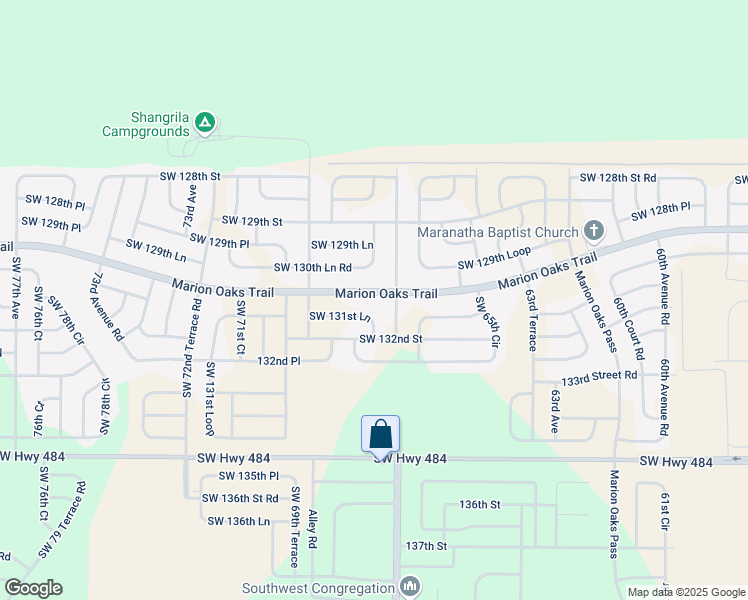 map of restaurants, bars, coffee shops, grocery stores, and more near 610 Marion Oaks Trail in Ocala