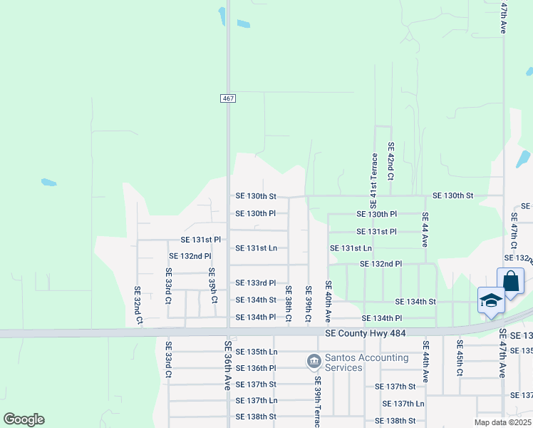 map of restaurants, bars, coffee shops, grocery stores, and more near 3770 Southeast 130th Street in Belleview