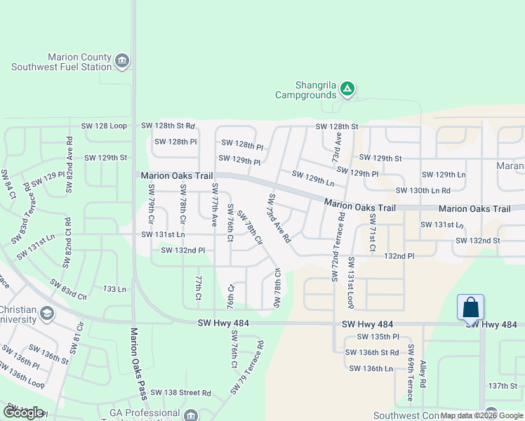 map of restaurants, bars, coffee shops, grocery stores, and more near 13090 Southwest 73rd Avenue Road in Ocala