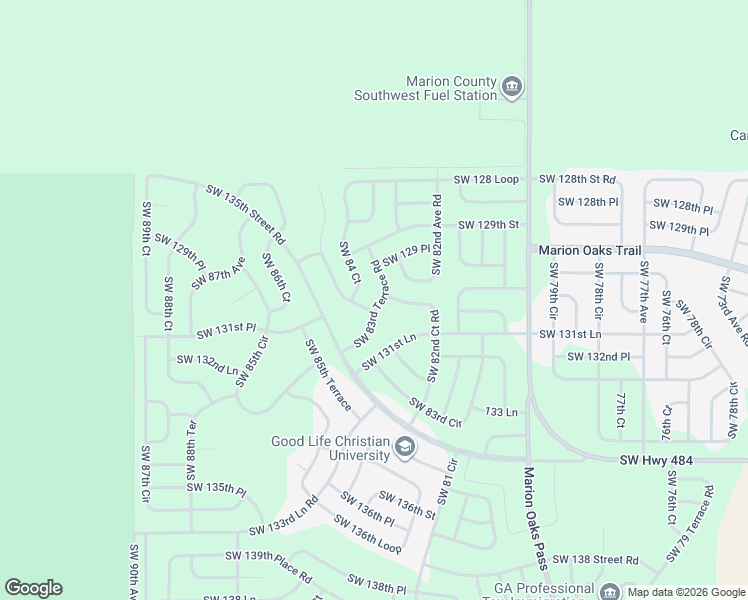 map of restaurants, bars, coffee shops, grocery stores, and more near 13087 Southwest 82nd Court Road in Ocala