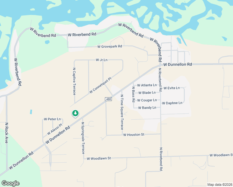 map of restaurants, bars, coffee shops, grocery stores, and more near County Road 488 in Dunnellon