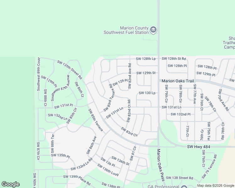 map of restaurants, bars, coffee shops, grocery stores, and more near 13087 Southwest 82nd Court Road in Ocala
