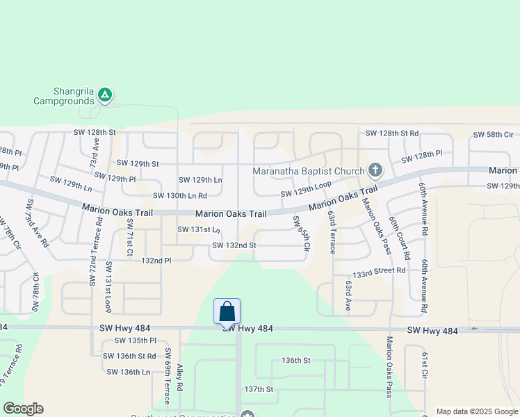 map of restaurants, bars, coffee shops, grocery stores, and more near 593 Marion Oaks Trail in Ocala