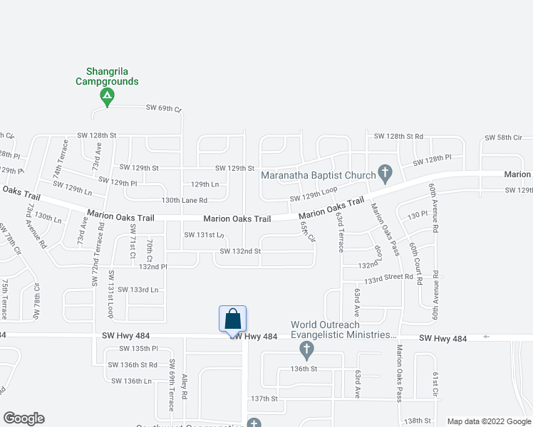 map of restaurants, bars, coffee shops, grocery stores, and more near 593 Marion Oaks Trail in Ocala