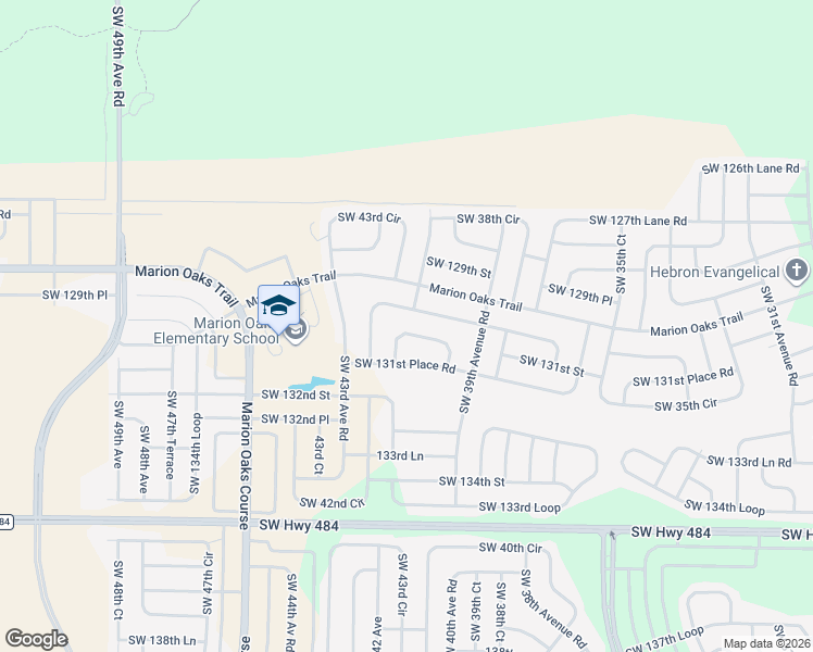 map of restaurants, bars, coffee shops, grocery stores, and more near 4115 Southwest 130th Place in Ocala
