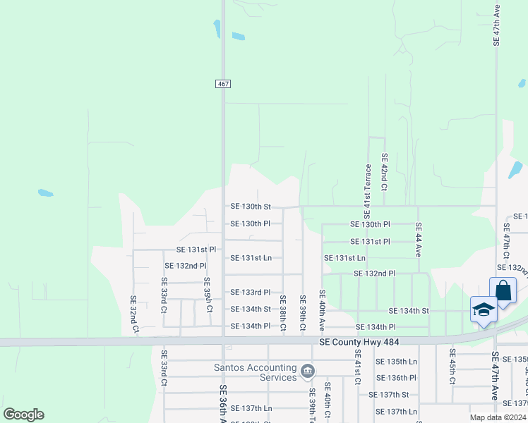 map of restaurants, bars, coffee shops, grocery stores, and more near 3770 Southeast 130th Street in Belleview