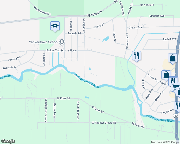 map of restaurants, bars, coffee shops, grocery stores, and more near 20 Captains Cove Road in Inglis