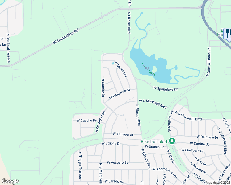 map of restaurants, bars, coffee shops, grocery stores, and more near 2632 West Braganza Street in Citrus Springs