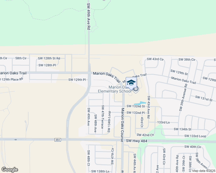 map of restaurants, bars, coffee shops, grocery stores, and more near 4721 Southwest 134th Loop in Ocala