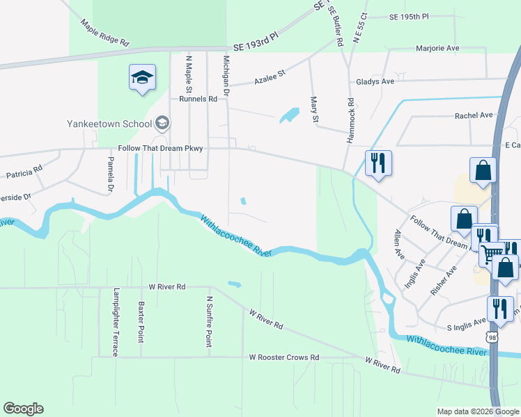 map of restaurants, bars, coffee shops, grocery stores, and more near 35 Captains Cove Road in Inglis