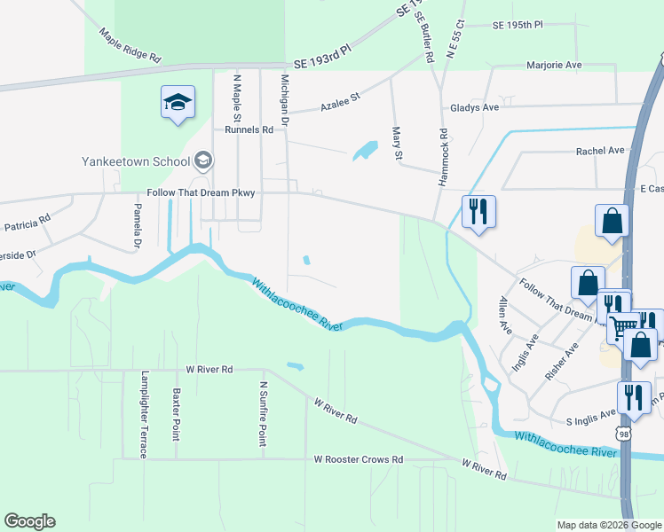 map of restaurants, bars, coffee shops, grocery stores, and more near 35 Captains Cove Road in Inglis
