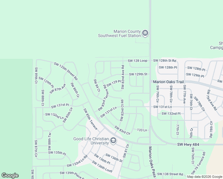 map of restaurants, bars, coffee shops, grocery stores, and more near 13087 Southwest 82nd Court Road in Ocala