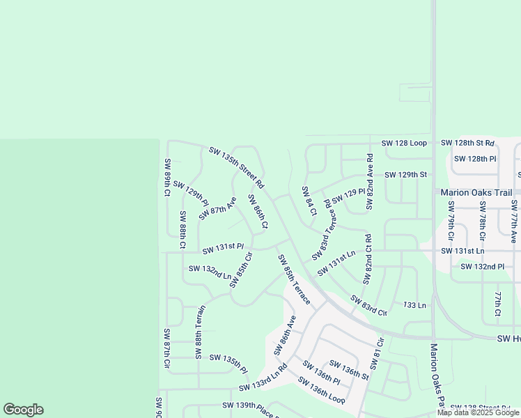 map of restaurants, bars, coffee shops, grocery stores, and more near Southwest 135 Street Road in Ocala